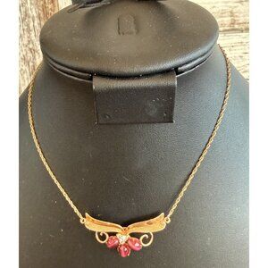 AMCO Signed 14k Gold Filled Vintage Rhinestone Necklace 14” Vintage